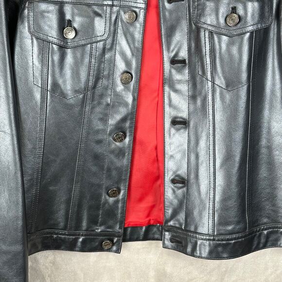 Vintage Ralph Lauren Leather Jacket Womens Medium Black Lined 90s Y2K Biker - Picture 3 of 16